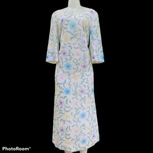 Vintage White Floral Maxi Dress